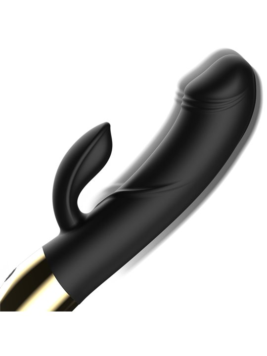 Ibiza - Vibratore Rabbit HI-TECH in Silicone Nero con Funzione Calore