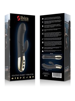 Ibiza - Vibratore Rabbit HI-TECH in Silicone Nero con Funzione Calore