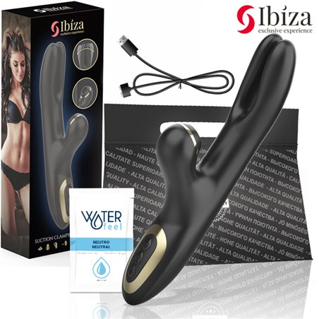 Ibiza Double Clamping - Vibratore Rabbit Succhia Clitoride Nero