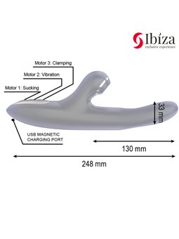 Ibiza Double Clamping - Vibratore Rabbit Succhia Clitoride Nero