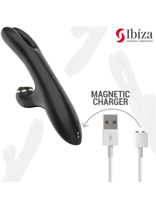 Ibiza Double Clamping - Vibratore Rabbit Succhia Clitoride Nero