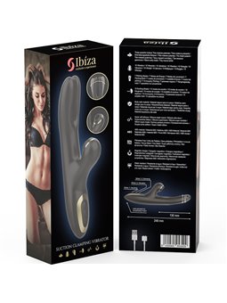Ibiza Double Clamping - Vibratore Rabbit Succhia Clitoride Nero