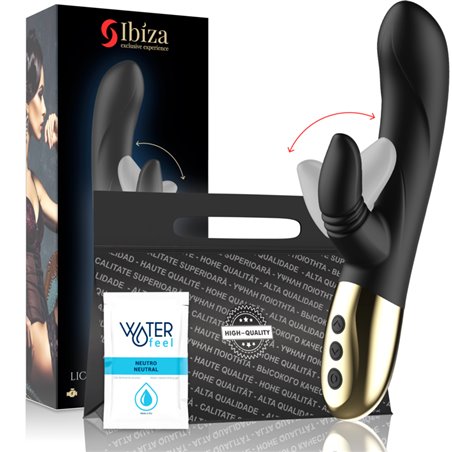 Ibiza Licking Rabbit - Vibratore in Silicone Nero con Funzione Leccata