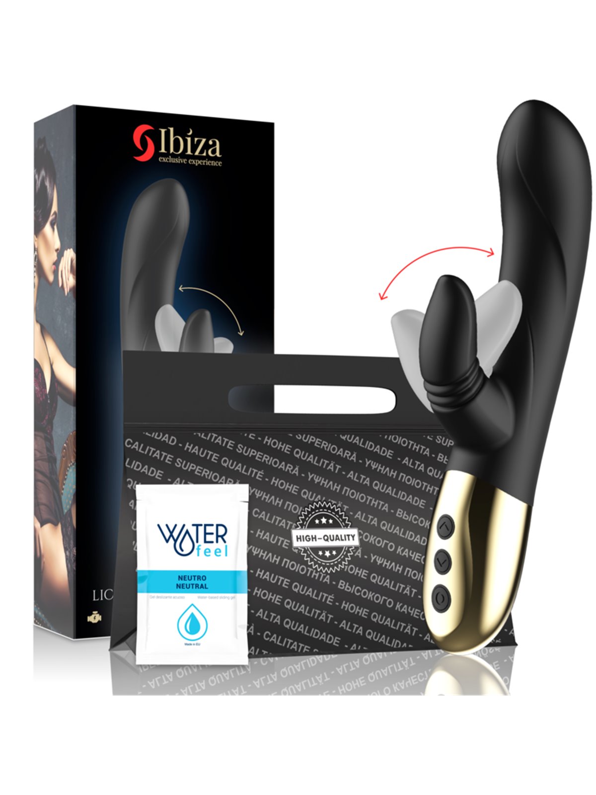 Ibiza Licking Rabbit - Black Silicone Vibrator with Licking Function