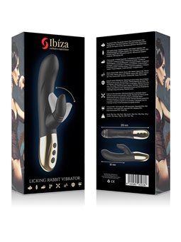 Ibiza Licking Rabbit - Vibratore in Silicone Nero con Funzione Leccata