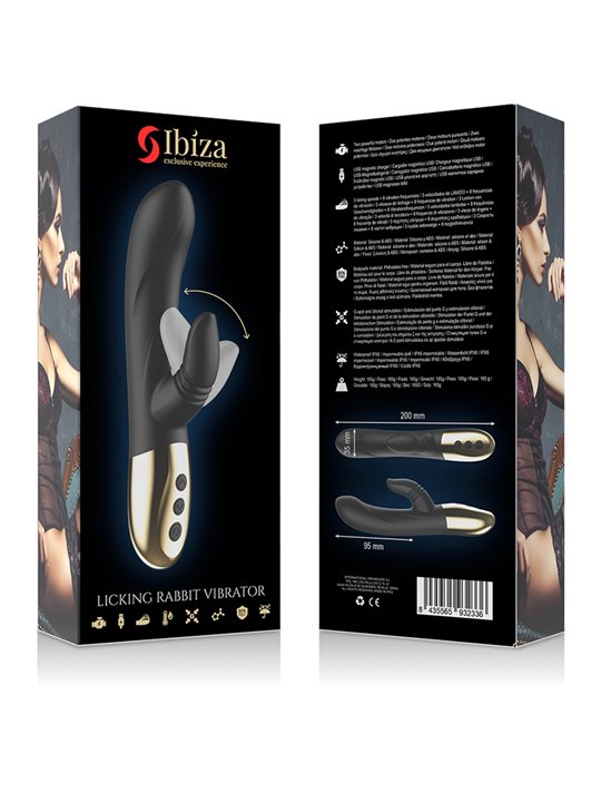 Ibiza Licking Rabbit - Black Silicone Vibrator with Licking Function