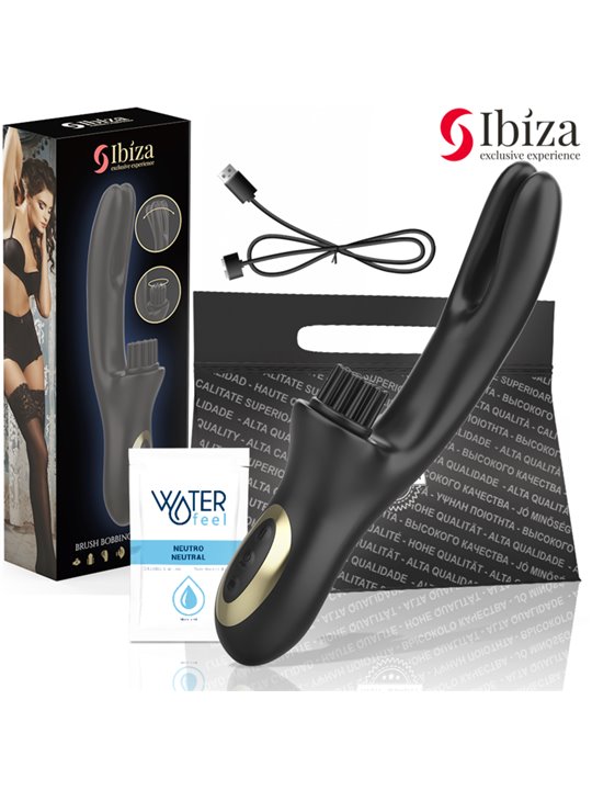 Ibiza Brush Bobbing - Double Wave Rabbit Vibrator with Brush