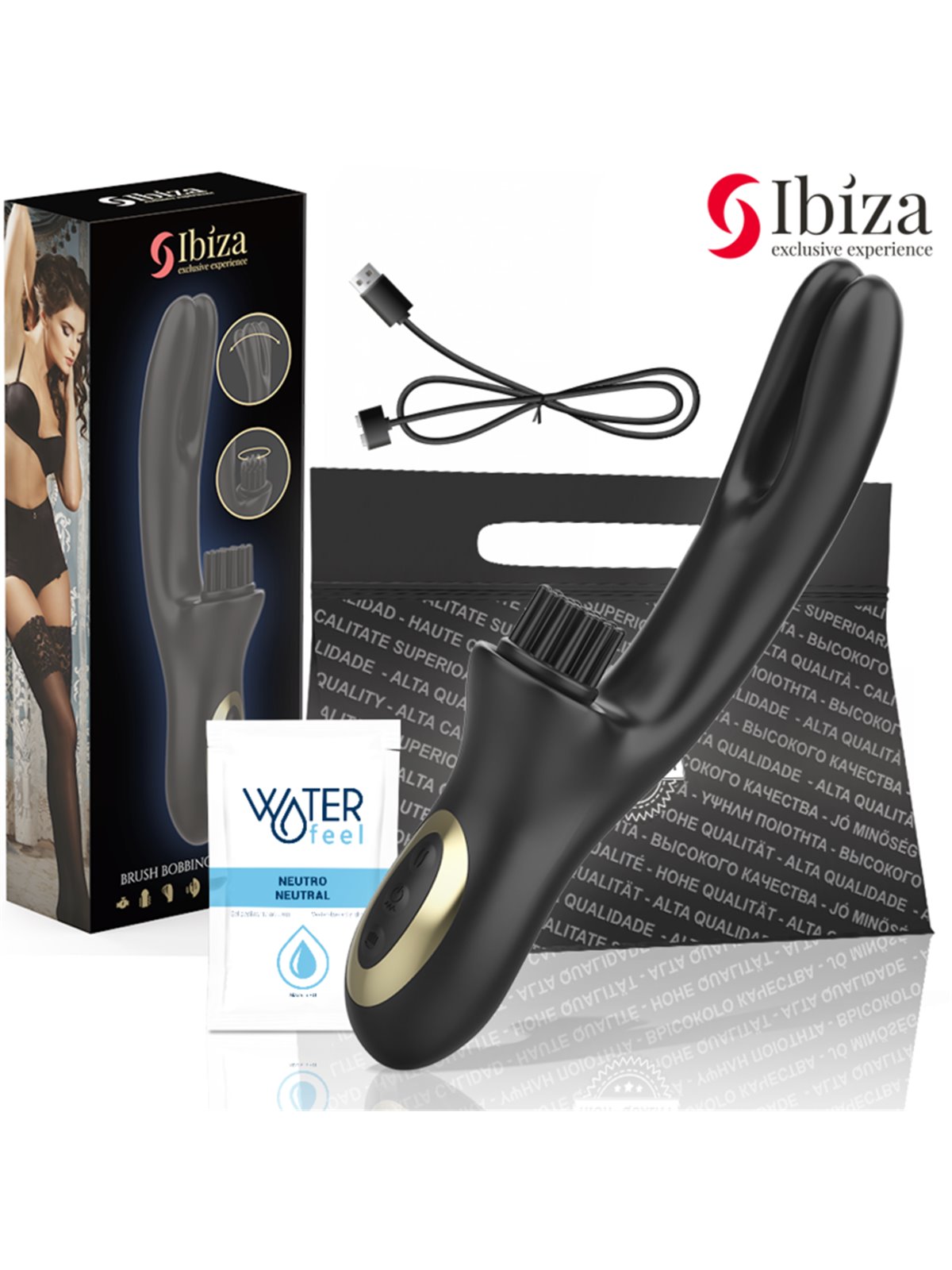 Ibiza Brush Bobbing - Vibratore Rabbit a Doppia Onda con Spazzola