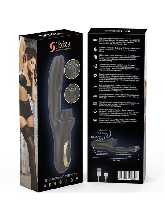 Ibiza Brush Bobbing - Vibratore Rabbit a Doppia Onda con Spazzola