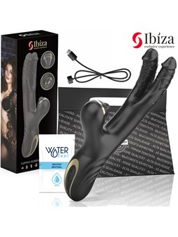 Ibiza Two Dragons - Vibratore Rabbit Nero con Effetto Tapping e Waving