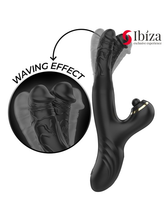 Ibiza Two Dragons - Black Rabbit Vibrator with Tapping and Waving Effect