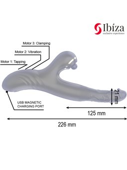 Ibiza Two Dragons - Black Rabbit Vibrator with Tapping and Waving Effect