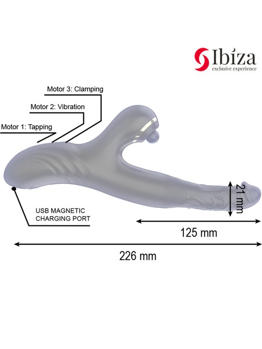 Ibiza Two Dragons - Black Rabbit Vibrator with Tapping and Waving Effect