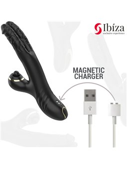 Ibiza Two Dragons - Black Rabbit Vibrator with Tapping and Waving Effect