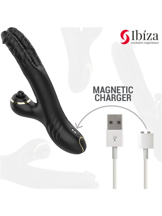 Ibiza Two Dragons - Black Rabbit Vibrator with Tapping and Waving Effect