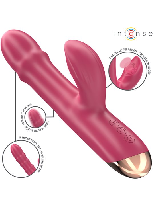Intense Chloe - Multifunction Rabbit Vibrator in Red Silicone