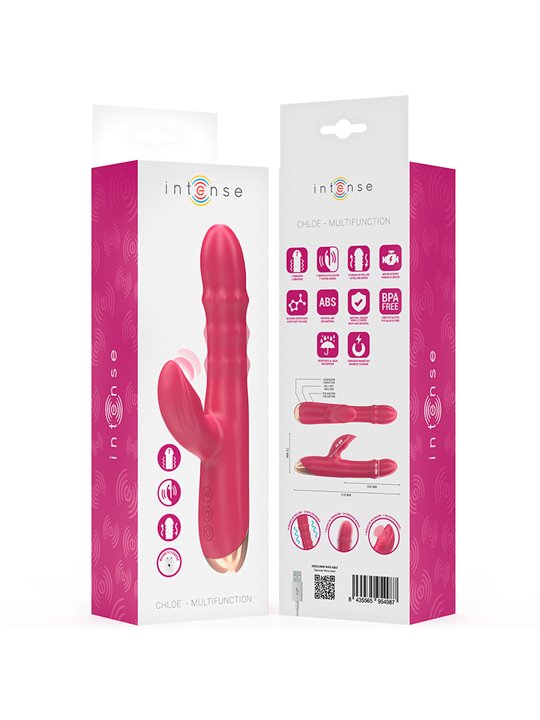 Intense Chloe - Vibratore Rabbit Multifunzione 3 in 1 Rosso (Scatola)