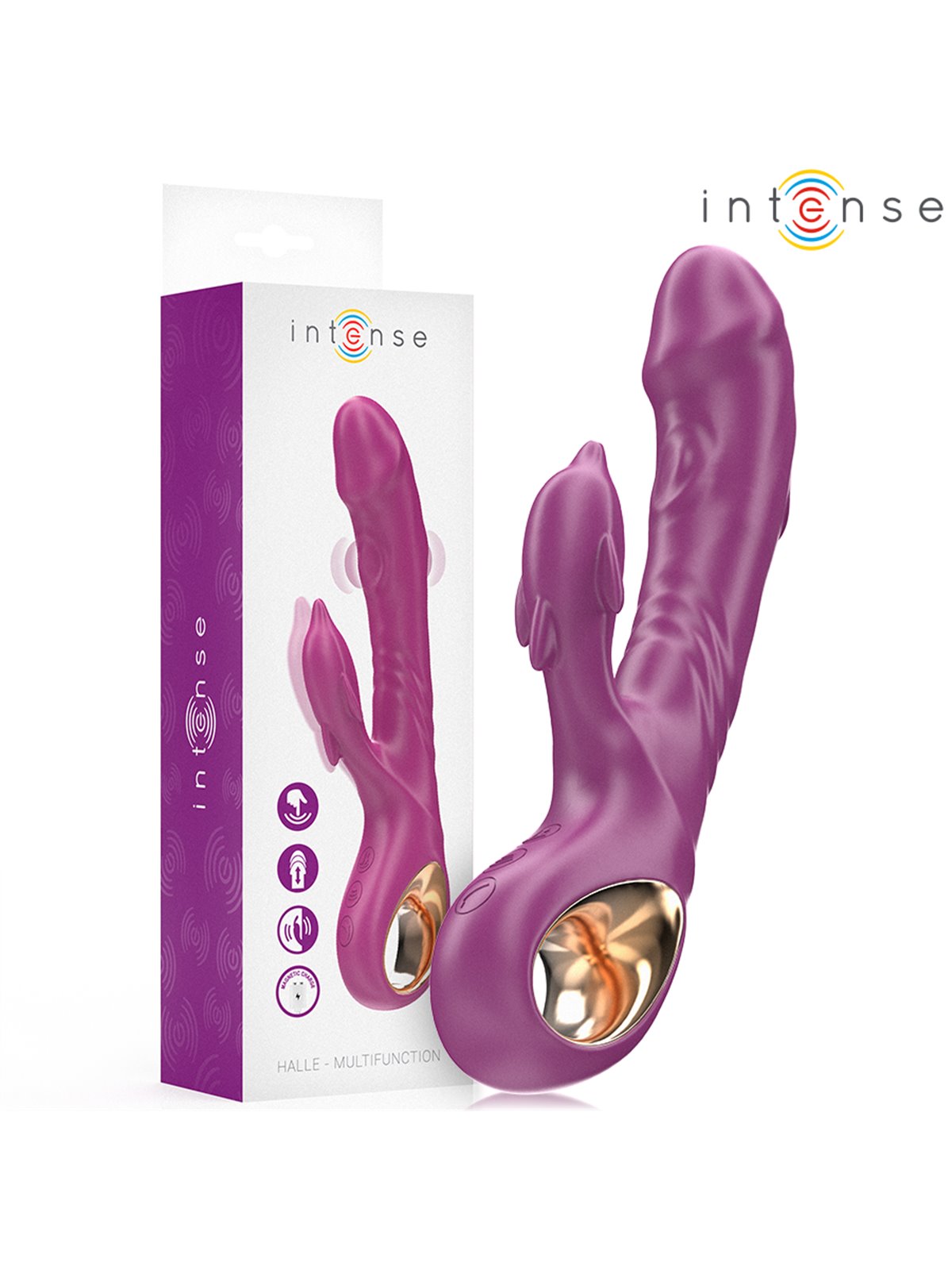 Intense Halle - Vibratore Rabbit Viola con Stimolatore a Delfino