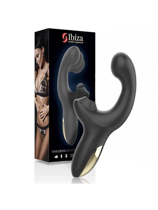 Ibiza Fingering and Pulsing - Vibratore Rabbit Succhia Clitoride Nero
