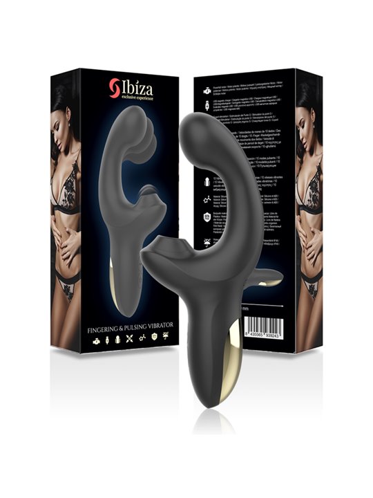 Ibiza Fingering and Pulsing - Vibratore Rabbit Succhia Clitoride Nero