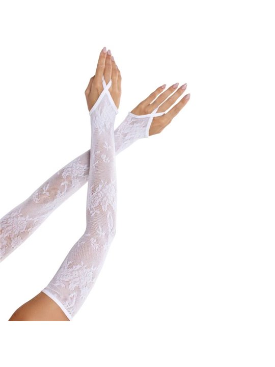 Leg Avenue - One Size White Floral Lace Long Gloves