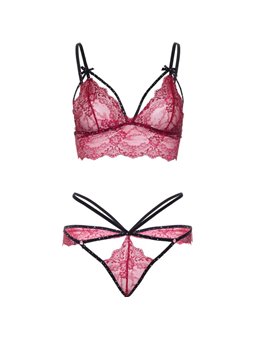 Leg Avenue 81623 - Bralette + Perizoma in Pizzo Bordeaux Taglia M