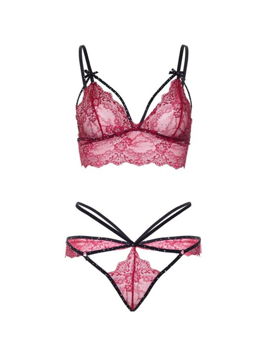 Leg Avenue 81623 - Bralette + Perizoma in Pizzo Bordeaux Taglia L