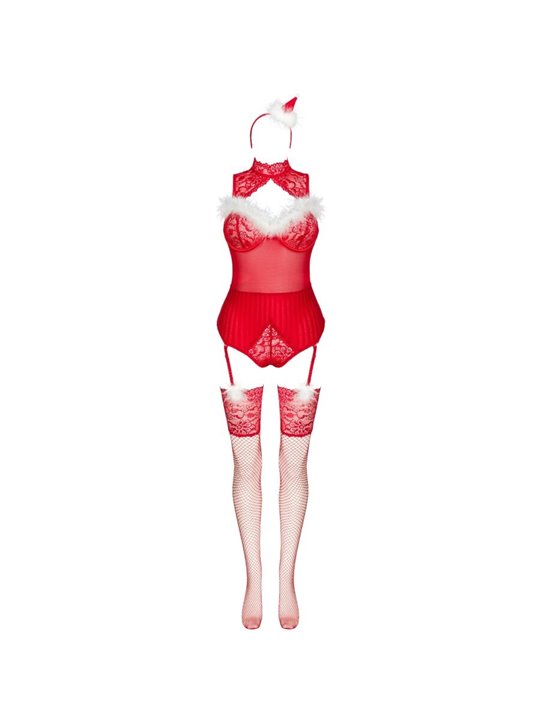 Livco Corsetti LC 90604 - Body + Calze + Cerchietto Natalizio S/M