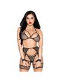 Leg Avenue 89362 - Bondage 4-Piece Lingerie Set One Size Black