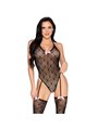 Leg Avenue 89360 - Black One Size Mesh Bodysuit with Integrated Stockings