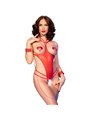 Chilirose CR 4874 - Red Open Crotch Bodysuit + Accessories, L/XL