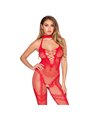 Leg Avenue - One Size Red Fishnet Bodystocking with Open Crotch