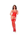 Chilirose CR 4873 - 4-Piece Red Corset Set with Accessories Size XL