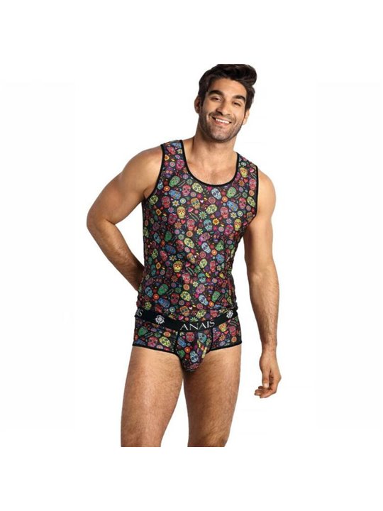 Anais Men México - Canottiera Uomo con Fantasia Teschi Taglia XL