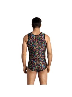 Anais Men México - Canottiera Uomo con Fantasia Teschi Taglia XL