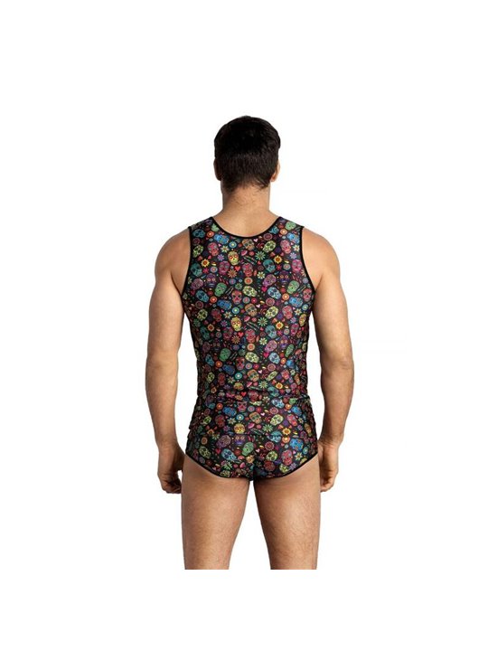 Anais Men México - Canottiera Uomo con Fantasia Teschi Taglia XL