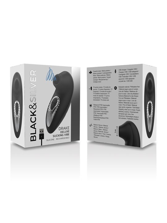 Black&Silver Drake - Vibratore Massaggiatore Succhia Clitoride Nero