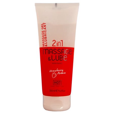 Hot Massage & Lube - Strawberry Lubricating and Massaging Gel 200 ML