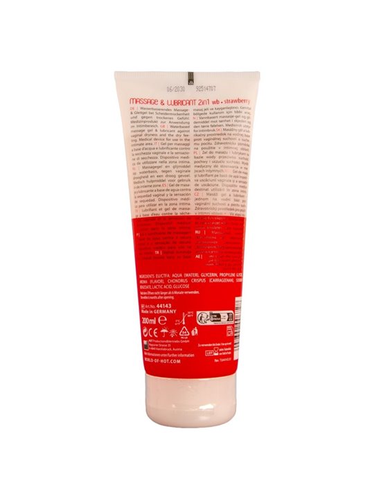Hot Massage & Lube - Strawberry Lubricating and Massaging Gel 200 ML