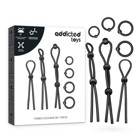 Addicted Toys - Set di Anelli Fallici Flessibili in Silicone 7 Pezzi