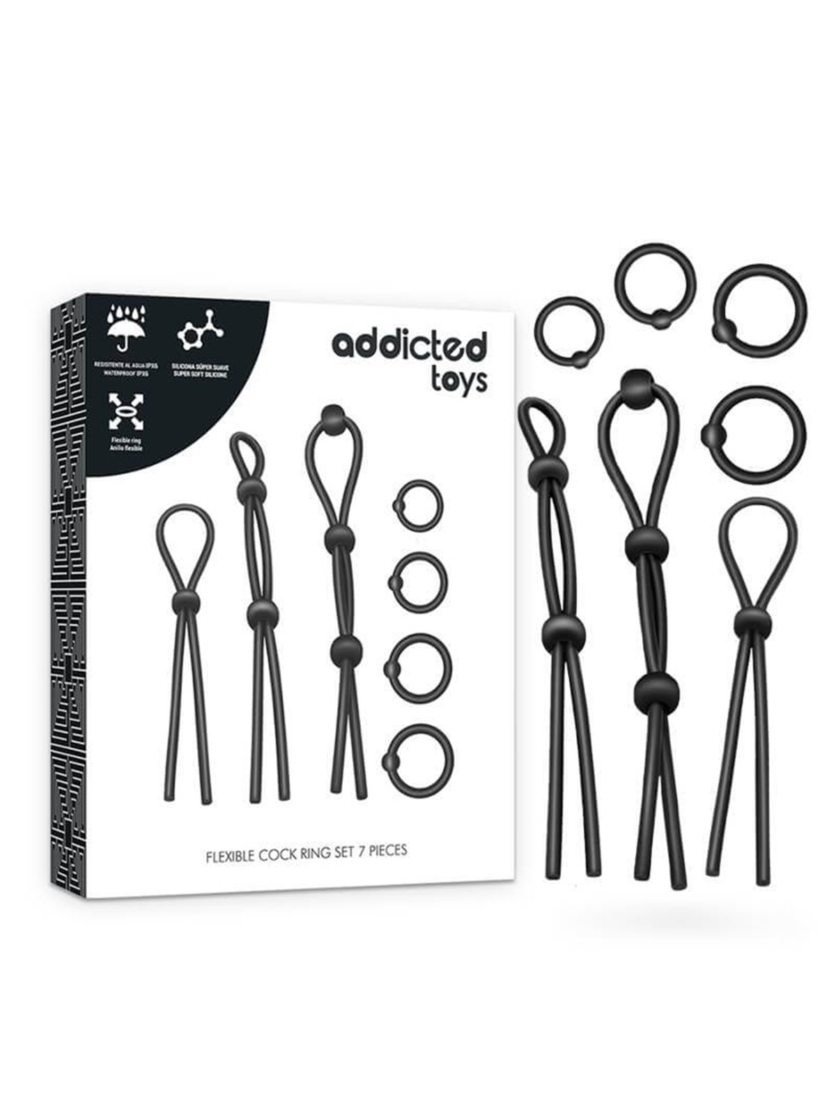 Addicted Toys - Flexible Silicone Cock Ring Set 7 Pieces