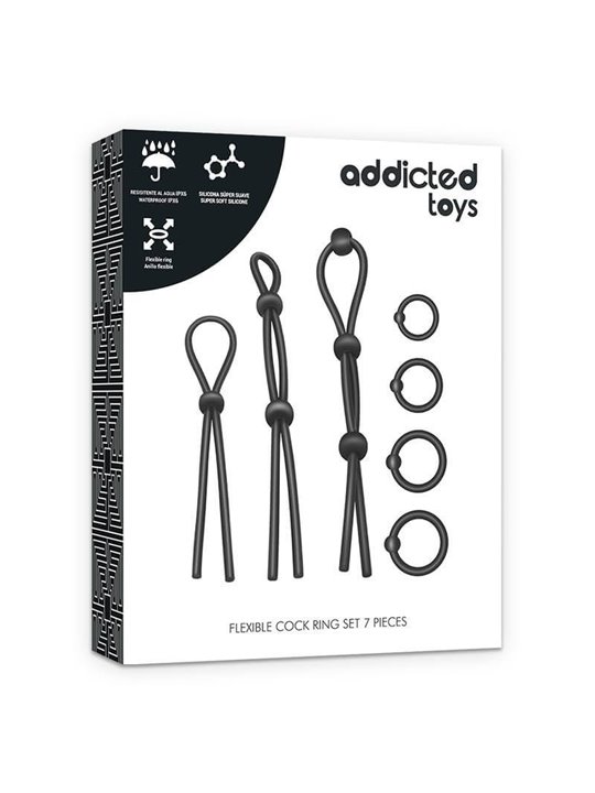 Addicted Toys - Set di Anelli Fallici Flessibili in Silicone 7 Pezzi