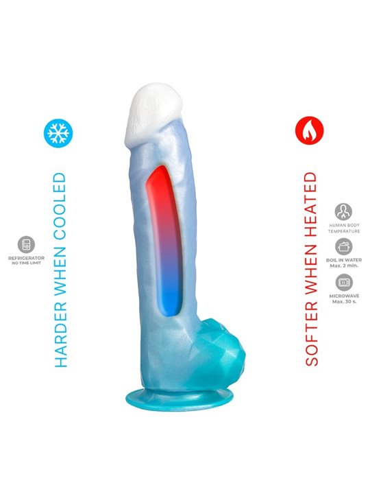 Silexd Angel - Dildo in Silicone Termoreattivo Celeste 20,3 Cm