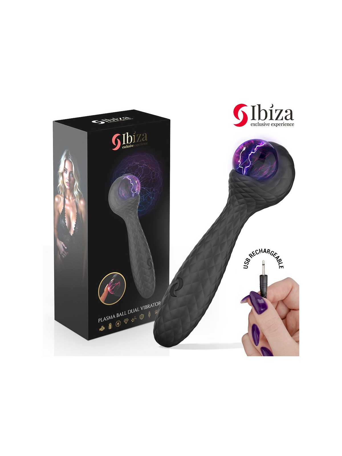 Ibiza - Double Silicone Vibrator Stimulator with Plasma Ball
