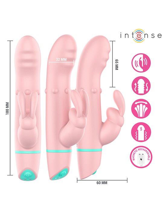Intense Alvin - Vibratore Rabbit Rotante e Oscillante in Silicone Rosa