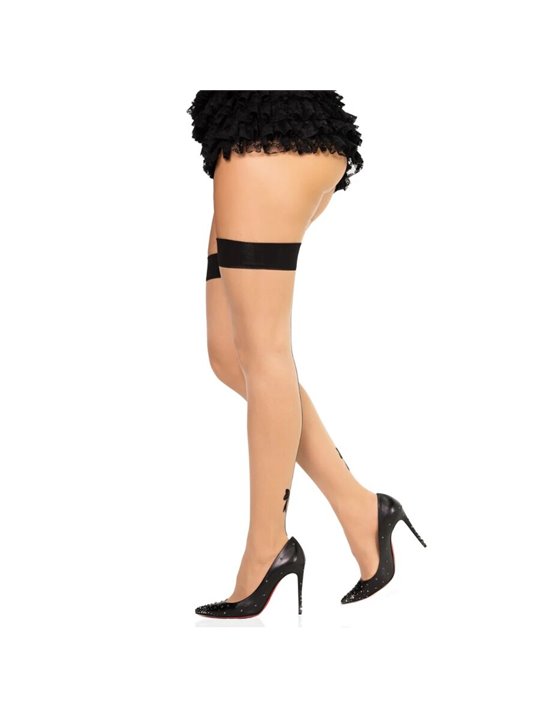Leg Avenue 1963 - Calze Autoreggenti Nere con Fiocco Taglia Unica