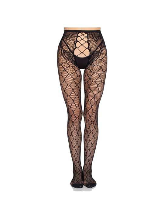 Leg Avenue 1966 - Fishnet Tights with Open Crotch One Size Black
