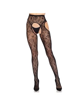 Leg Avenue 1967 - Collant in Pizzo con Cavallo Aperto Taglia Unica Nero