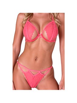 Passion Resilque - Completo Intimo Reggiseno + Perizoma Rosa L/XL