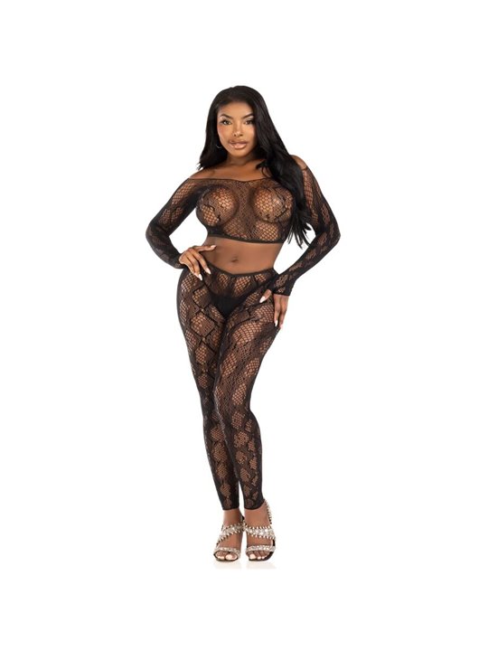 Leg Avenue 89373 - Top Corto e Leggins con Trama Serpente Taglia Unica